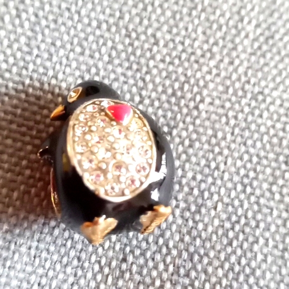 Brighton Jewelry - BRIGHTON PENGUIN BLACK ENAMEL AND WHITE CRYSTAL BEAD